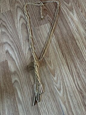 DANA BUCHMAN LARIAT KNOTTED TASSEL STYLE GOLD-TONE 30 - 34" NECKLACE